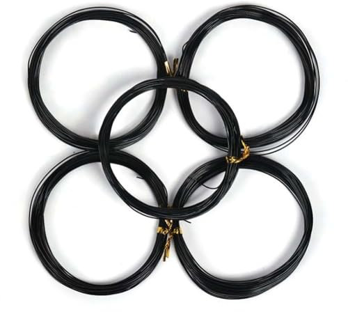 IBOWZ Fil Bonsai Lot de 5 Rouleaux de Fil de Fer Noir en Aluminium pour bonsaï, diamètre 0,8 à 5 mm, Longueur 10 mètres, idéal pour la Fixation des Branches de Jardinage.