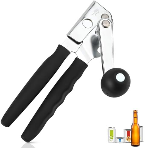 Gugxiom Apriscatole a manovella, Apriscatole manuale in acciaio inox, Apriscatole di sicurezza commerciale con manico, Gadget da per gli anziani, Default