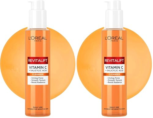 L'Oréal Paris Revitalift Clinical Limpiador Facial en Espuma con Vitamina C + Ácido Salicílico. Reduce Poros y piel más Luminosa. Primer paso para Reducir Signos de la Edad. 150ml (Paquete de 2)