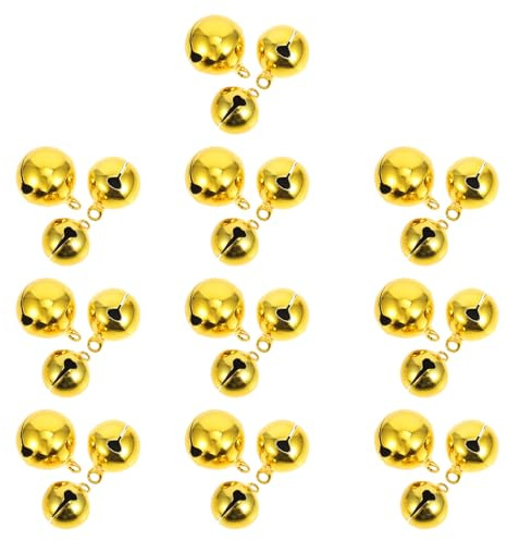 BAZEITFLOW 30 st julklockor set gör-det-själv hängande klockor guld kopparton 16 mm 18 mm 20 mm festdekorationer för små julgransprydnader