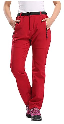 Vandringsbyxor kvinnor vattentäta - dam fleece joggingbyxor termisk | Byxor med raka ben fleecefodrade varma raka ben byxor loungebyxor höst vinter utomhus säckiga träningsbyxor med fickor