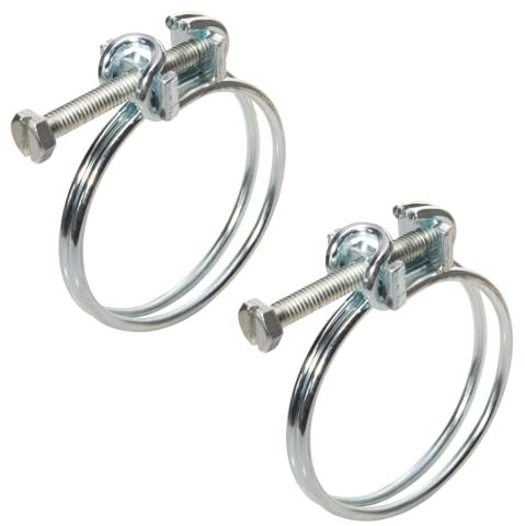Pisces - 2 Pack Double Wire Hose Clips to fit 32mm (1.25in) Pipe Tubing