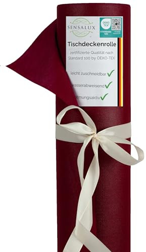 Sensalux Tischdeckenrolle, stoffähnliches Vlies, Standard 100 by Oeko-TEX - Klasse I Zertifiziert, 1,18m x 25m, Bordeaux