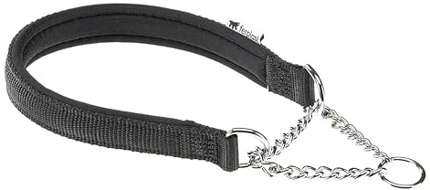 Ferplast Daytona hundhalsband, halsband för stora hundar, nylonhalsband 60 cm, vadderat, anti-drag-halsband för hundar träningskrage, svart