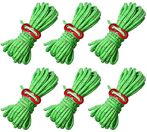 nuosen Guy Ropes, 6 Pack 4mm Tent Guy Line 13 Feet Reflective Cord Guy Line Tent Guide Rope for Awning Camping Guy Ropes, 6 Pack 4mm Tent Guy Line 13 Feet Reflective Cord Guy Line Tent Guide R