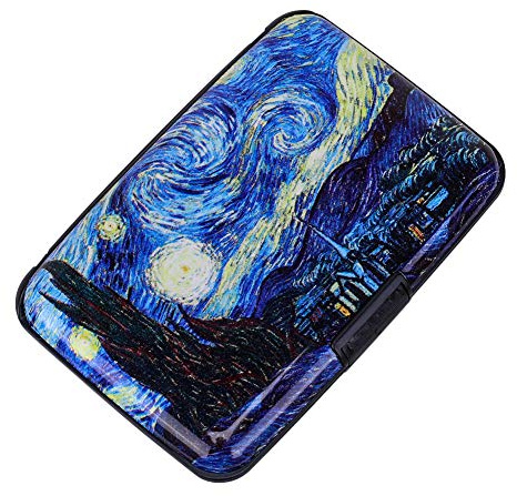 ELFISH RFID Blocking Credit Cards Holder Aluminum Wallet Metal ID Case for Men Women (see moon)