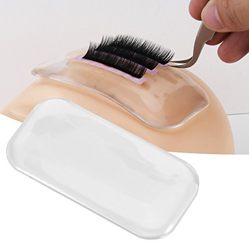 Almohadilla de soporte de pestañas de silicona para extensiones de pestañas, paleta de almohadillas de pestañas reutilizables para pestañas postizas, paleta de pegamento para frente(Transparente)