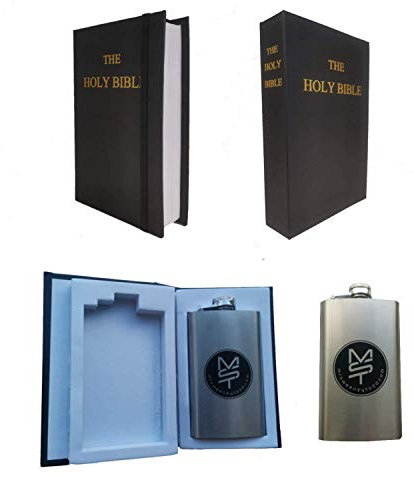 Real Paper Holy Bible Novelty Hip Flask 6oz Flask | Red Dwarf Missing First Page - Secret Compartment