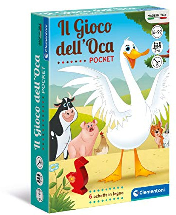 Clementoni dell'Oca-Pocket-Mazzo, carte per bambini, da tavolo, gioco da tavolo per tutta la famiglia, 2-6 giocatori, dai 6 anni in su, made in Italy, multicolor, 16295