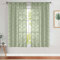 TOPICK Sheer Vorhang Voile Stangedurchzug Blätter Stickerei Gardine Transparent Grün Blatt Vorhänge Gaze Paarig für Wohnzimmer Schlafzimmer H145xB140(cm) 2er Set