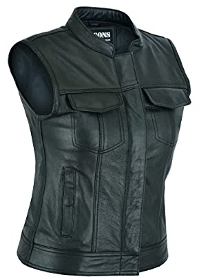 RUBSONS Gilet da motociclista in pelle stile club SOA da donna (S)