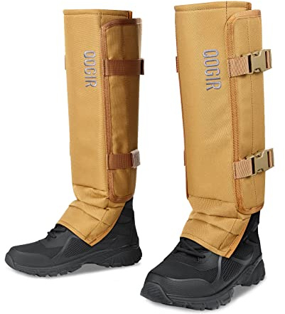 QOGIR Snake Gaiters for Hunting: Durable Snake Guards, Snake Gaiter Leggings for Men & Women, Snake Bite Protection for Lower Legs, Snake Proof Gaiters with Adjustable Size(Mud Color)