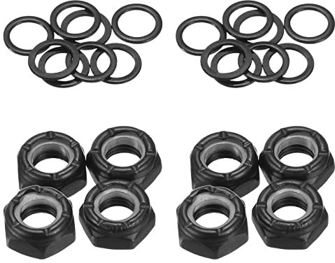 PATIKIL Skateboard Lock Muttern Set 2 Set 5/16 Skateboard Truck Achse Unterlegscheiben Distanzstück Hardware Reparatur Kit für Langboard Cruiser Schwarz