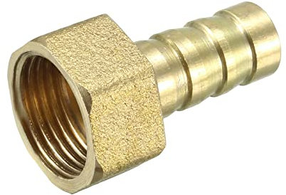 QUARKZMAN 10mm Púas x 3/8 PT Hembra Rosca Latón Espiga Manguera Montaje x 1uds Tubo Conector Adaptadores para Manguera Conexión, Conector de Lengüeta de Latón [Dorado Tono]