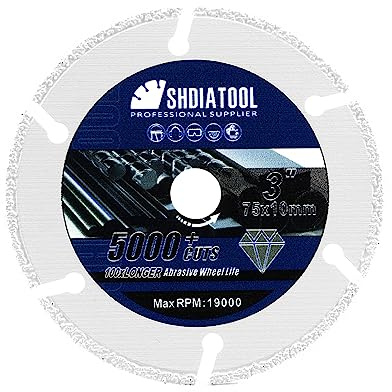 SHDIATOOL Diamond Cut-off Wheel 75mm,Metal Cutting Disc 75mm Abrasive wheel for Steel Tube Iron Rebar Angle Steel Arbor 10mm
