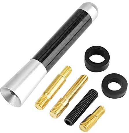Antenna per Auto da 3 Pollici, Antenna Sostitutiva per Auto da 3 Pollici, Antenna per Antenna Corta in Fibra di Carbonio per la Modifica Universale Dell'auto (Argento)