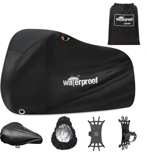 Housse de vélo imperméable pour 1 ou 2 vélos, housse de vélo 210T pour stockage extérieur, anti-poussière, anti-pluie, protection UV pour vélo avec sac de rangement, housse de siège, support de