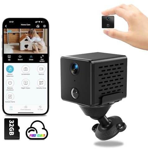 WiFi Mini Camera | Hidden Spy Camera | Free Cloud Storage & 32G SD Card, 2024 4K HD Smallest Cam, 150 Days Standby Time, Surveillance Wireless Camera with AI Motion Detection, Auto Night Vision