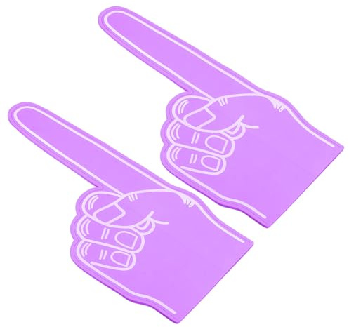 PATIKIL Géant Mousse Doigt 18 Pouces, 2Pcs EVA Numéro 1 DIY Mousse Main Pure Cheerleading Couleur Vibrante pour Célébration Pompons Événements Sportifs unité Jeux Fête, Violet