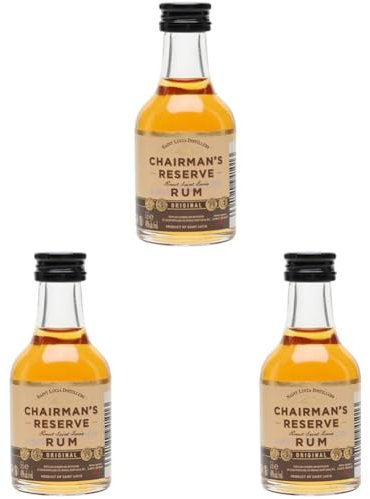 Chairman's Reserve Original Miniature: Premium Rum/Distilled, blended and bottled in Saint-Lucia / 40% alcohol, 5CL/ perfect for cocktails and sipping experiences. (Pack of 3)