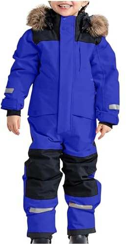 Regalo Natale Tuta Da Sci Bambino Giacca Piumino Con Cappuccio + Saloppette Da Neve 2 Pezzi Tuta Da Neve Invernale Antivento E Impermeabile Giacca Sci Bambina Tuta Da Sci Bambina (Blu, 3-4 anni)