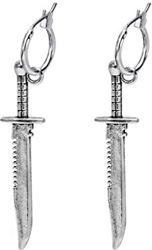 earrings Women Silver Earrings, Retro Tibetan Silver Punk Dagger Sword Knife Pendant Men Hoop Earrings Trendy Female Man Jewelry Bijoux Gift Gifts For Girlfriend, Wife, Sister, Daughter, Mother On