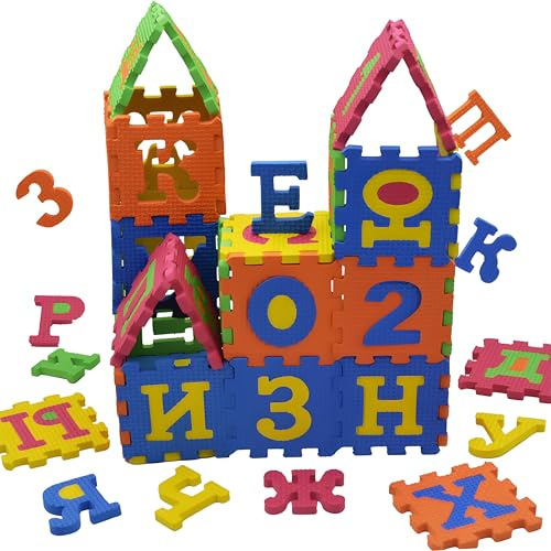 Tappeto Puzzle per Bambini,36 Pezzi Puzzle,Tappeto Gioco per Neonato in EVA Antiscivolo Non Tossico Puzzle con Lettere e Numeri,Certificato CE