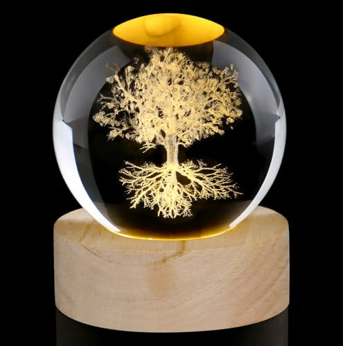 AWARDSEN 60mm Tree of Life Crystal Ball Crystal Tree Glass Paperweight The Tree of Life Gifts for Women Crystal Ornaments Home Decor