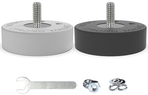 Magnetpro Paired Super Strong Rubber Coated Mounting Magnets Anti-Scratch Anti Corrosion, Magnetic Base Over 78LB Heavy Duty Size 2 *0.6 with 1/4-20 Male Thread and Nut for Furniture, PTZ, Camera