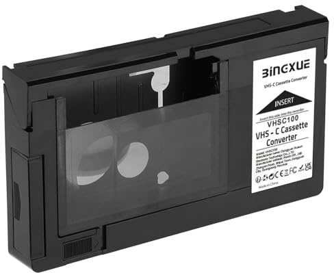 Bingxue Cassette Adapter for Camcorders SVHS VHS-C to VHS, Compatible 12mm, Motorized VHS Cassette Converter (Not Compatible with 8mm/MiniDV/Hi8)