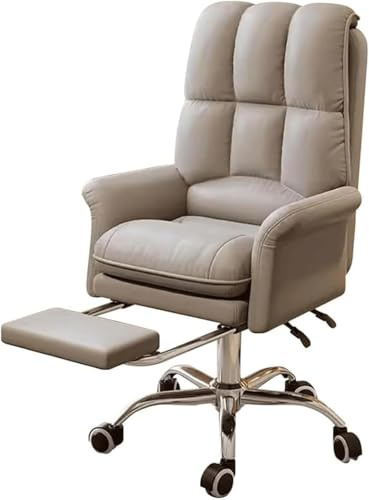 Armstol Executive Office -ordförande Kontorsdiskstol med fotstöd och ländryggstöd, PU -läderdatorstol, mörkgrå kontorsstol, LWX