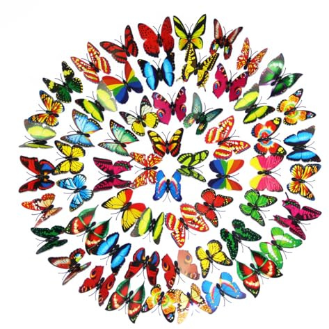 YUVKIN 40 Farfalle Decorative con Spille da Balia Dorate, PVC Spilla Farfalla 3D per Cameretta, Tende, Tavolo da Pranzo, Ufficio (Colori Misti Casuali)