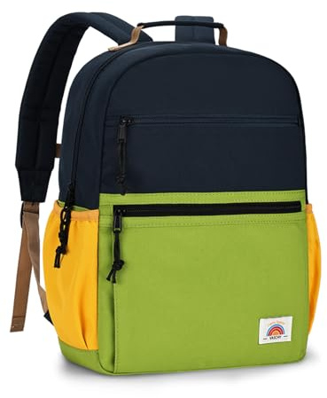 VASCHY Mochila Niña Niño, Mochila Adolescentes 7-12 Años Mochila Escolar Lightweight Mochila Infantil Lisa Mochila Instituto Resistente al Agua, Azul Verde-L
