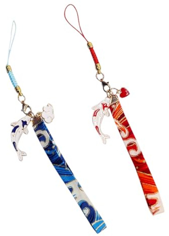 IDEANATEGRATE Cordones para Teléfono Móvil Diseño de Pez Koi Estilo Japonés Funcionales y Resistentes 2 Piezas de Cuerda de Tela y Metal para Colgar y Evitar Pérdidas en Cumpleaños o Navidad