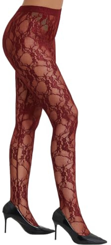 RSLOVE High Waist Patterned Tights - Women's Lace Thigh High Pantyhose with Floral Sexy Tights for Women