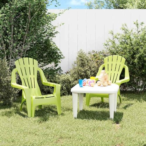 Générique Chaises de Jardin pour Enfants Lot de 2 Vert 37x34x44 cm PP avec accoudoirs, Design Bois élégant et Confortable pour Salon extérieur