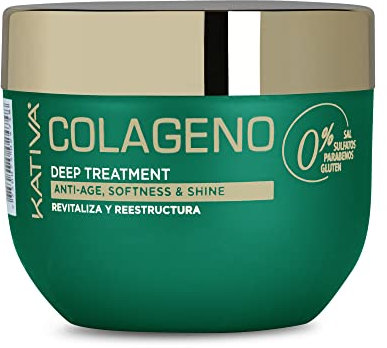 Kativa Mascarilla de Pelo Revitalizante con Proteínas de Colágeno, Tratamiento Intensivo Anti-Age, 250 ml | Reestructura, Aporta Brillo y Suavidad | Cabello Débiles y Finos