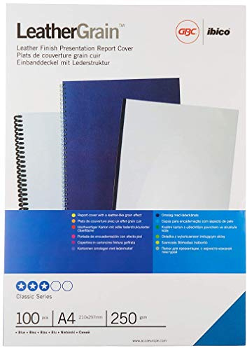 GBC LeatherGrain - Cubiertas de encuadernación A4 100, 250 g/m², color azul