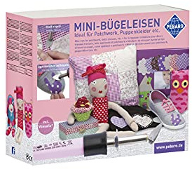 Pebaro 0219 pysselset: ministrykjärn, 2 tillbehör, fiberfix; tyg, strykning, applicering av strykfleece, påstrykning, lapptäcke, täcke, fixering av tygfärger, handarbete, sömnadsarbete