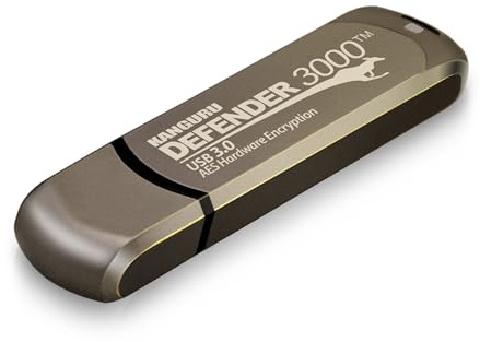 Kanguru Defender 3000 – 16 GB Flash Drive con Crittografia Hardware - Certificato FIPS 140-2 Livello 3 - SuperSpeed USB 3.0 – Resistente all'acqua