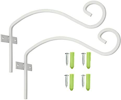homekit MT2258 – Brackit White Hanging Brackets Pack of 2 Fittings Included – Elegant Design to Display your Outdoor Flower Baskets and Bird Feeders