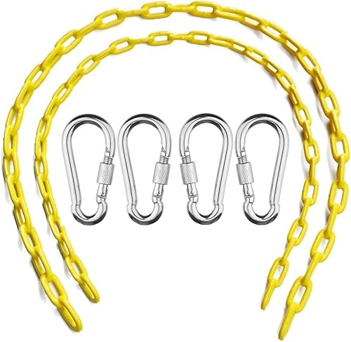 Ymeibe Swing Chains (2) Fully Coated for Swing Set with 4 Free Quick Links Anti-Rust Iron Link Chains Playground Kids Tree Swing Seat Accessories and Replacement Support 660 Lb (Yellow)