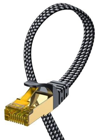 ARISKEEN Cat 8 Cable Ethernet 5M, Cat8 Cable Trenzado Plano de Alta Velocidad(40Gbps 22000Mhz/s) Gigabit Rj45 STP Red de Internet Blindada Cable de Conexión Lan para,Módem,Enrutador,Computadora,PC