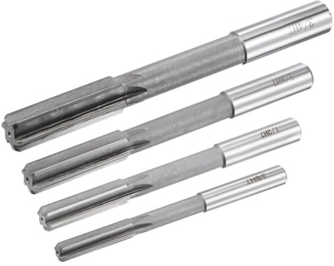 uxcell 3/8 5/8 1/2 3/4 Chucking Reamer H7 Accuracy High Speed Steel Lathe Machine Reamer 6 Straight Flutes Round Shank Milling Cutter Tool Reamer Set for Bore Machining 4pcs