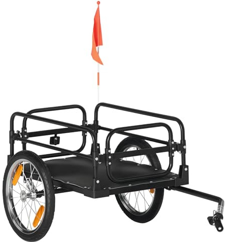 HOMCOM Remorque Pliable pour vélo en Acier Roues 16 Pouces Charge Max. 40 kg avec Barre d'attelage Universelle