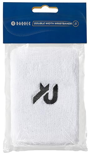 Raquex Sports Wristbands (7 Colours, 2 Widths) - Soft, Stretchy Cotton. Padel, Tennis, Squash, Running Sweat Bands - Machine Washable (White, Pair)