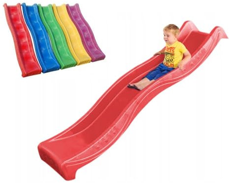 Generic 10ft Wavy Slide for Kids - Outdoor Climbing Frame & Playhouse - Red
