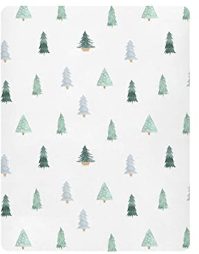 Burbuja Christmas Tree Crib Sheet for Boys Girls, Fitted Crib Sheet 28 x 52 in for Standard Crib & Toddler Bed Mattresses, Soft & Breathable