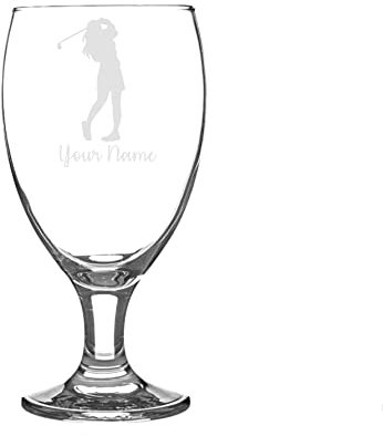 Personalised Female Golf Player Engraved Craft Beer Snifter Glass, Golfing Gift for Women Lady Captain Golfer