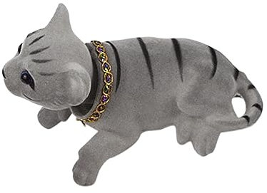 F Fityle Auto Verzierungen Katze, Auto Ornament Tier, Wackelfigur Auto Armaturenbrett Dekoration, Wackelkopf Katze Puppen Spielzeug, Tierfigur Wackeldackel Auto Innenraum Zubehör für Geschenk, GRAU